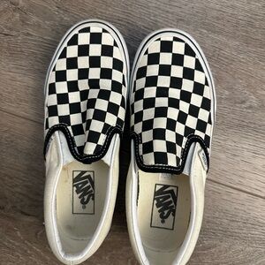 Vans Black and White Checkerboard Slip-On Sneakers